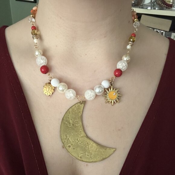 Handmade Sun & Moon Necklace - Picture 3 of 4